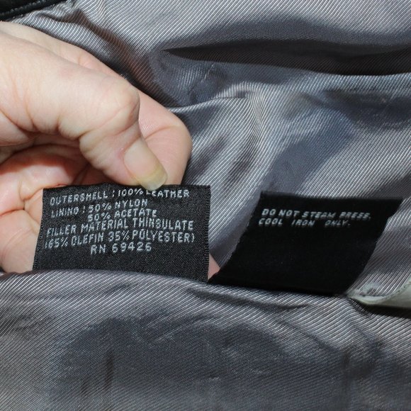 Wilsons Black Nylon Lined Zip Up Insulated Genuine Leather Jacket Size M - Picture 11 of 12